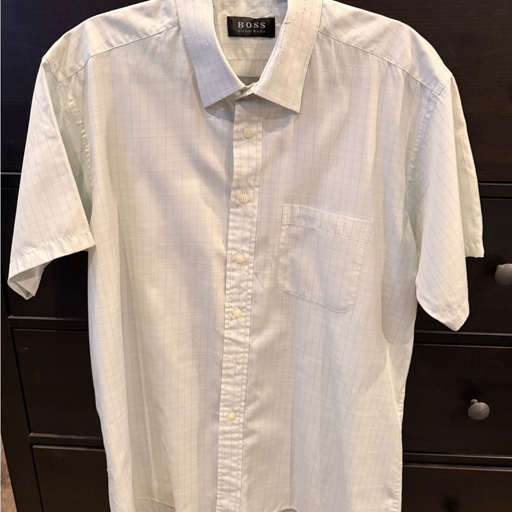 Boss Men's Light Blue Casual Button Down Shirt
